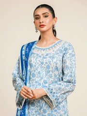 edenrobe Premium Embroidered Cambric Unstitched 3Pc Suit EWU24V1-28606