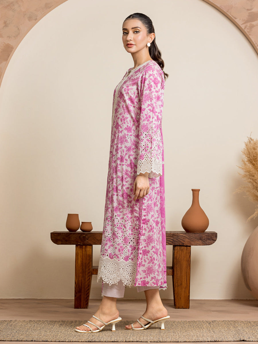 edenrobe Premium Embroidered Lawn Unstitched 3Pc Suit EWU24V1-28608