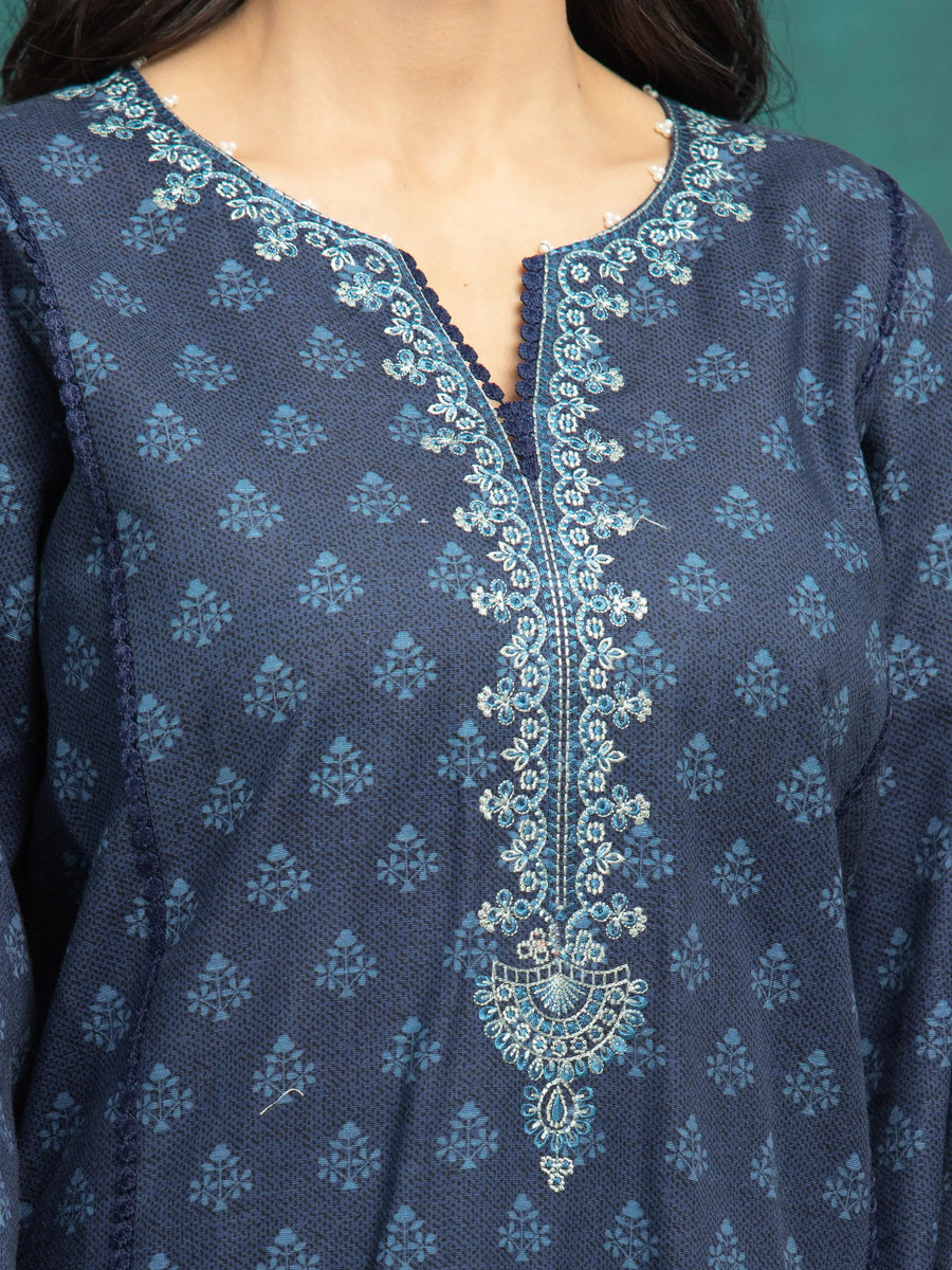 edenrobe Embroidered Khaddar Unstitched 3Pc Suit EWU24V11-30182