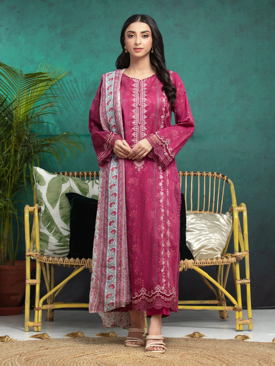 edenrobe Embroidered Khaddar Unstitched 3Pc Suit EWU24V11-30187