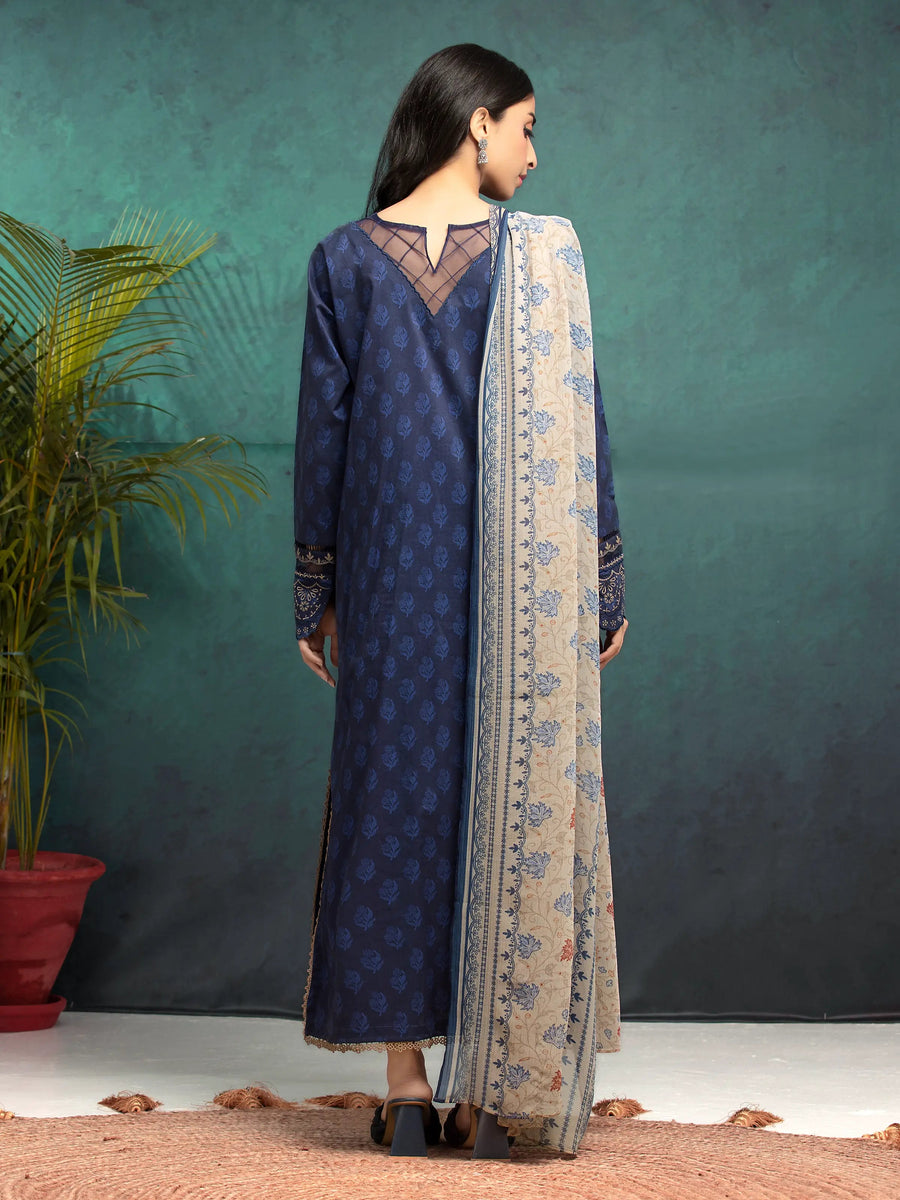edenrobe Embroidered Khaddar Unstitched 3Pc Suit EWU24V11-30189