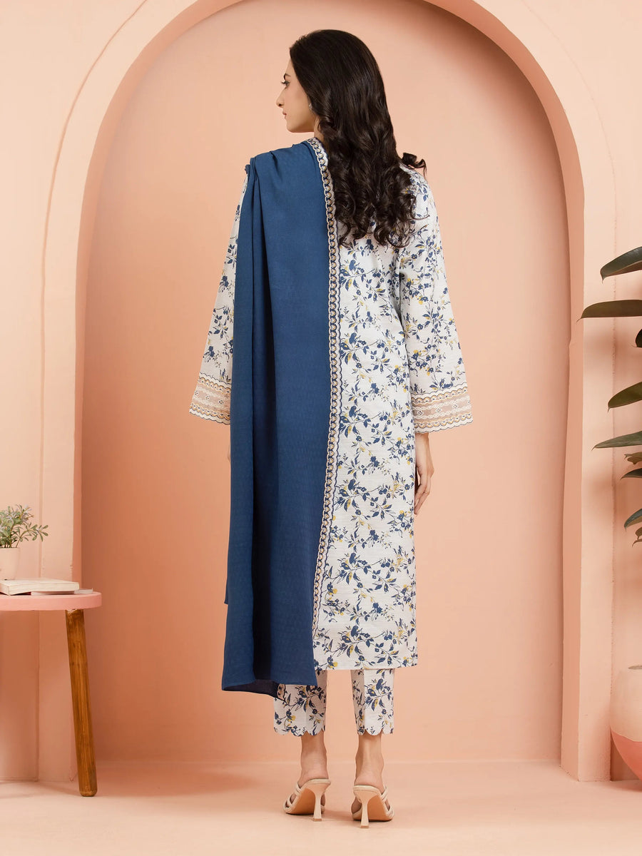edenrobe Embroidered Khaddar Unstitched 3Pc Suit EWU24V11-30195