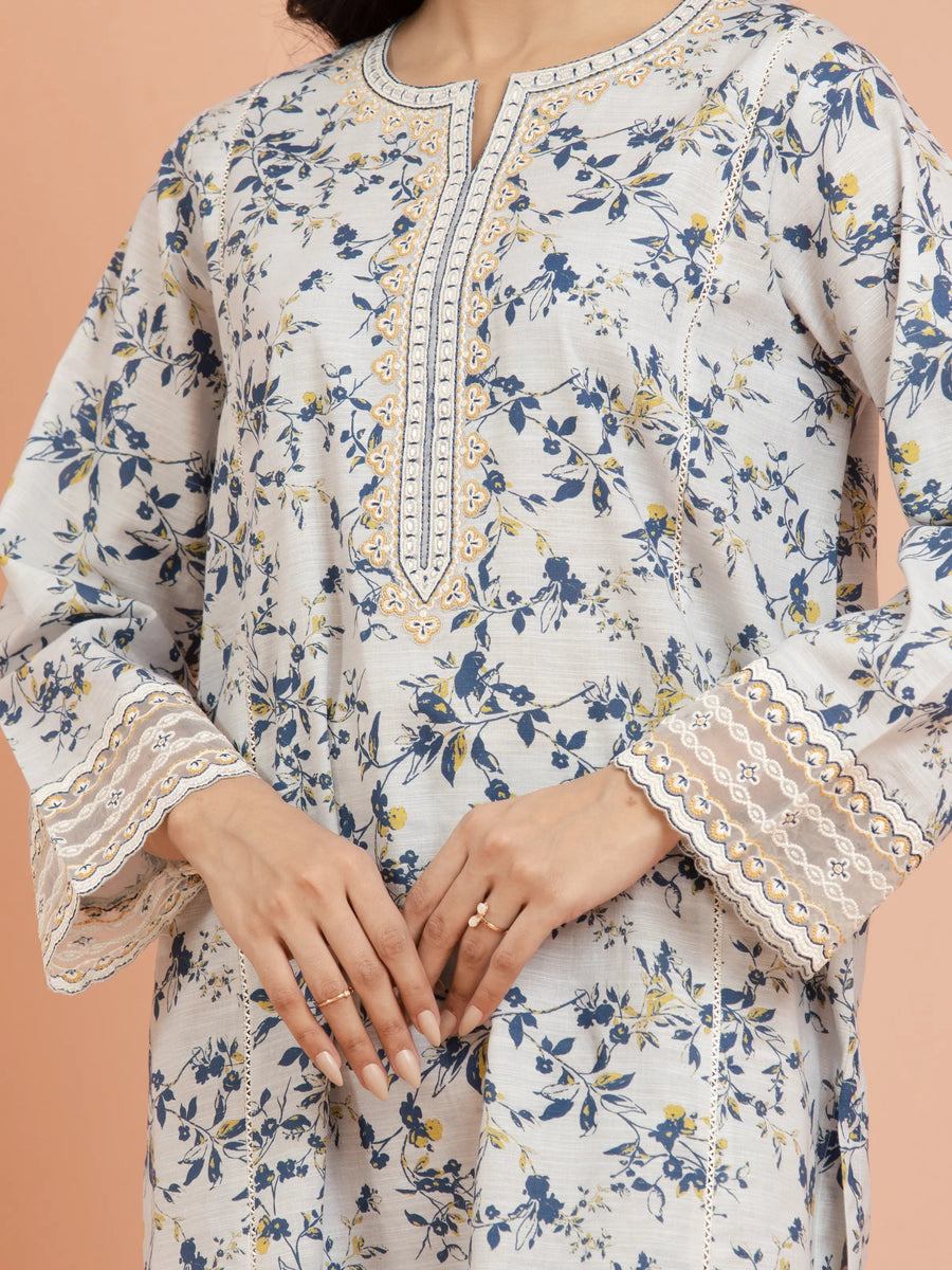 edenrobe Embroidered Khaddar Unstitched 3Pc Suit EWU24V11-30195