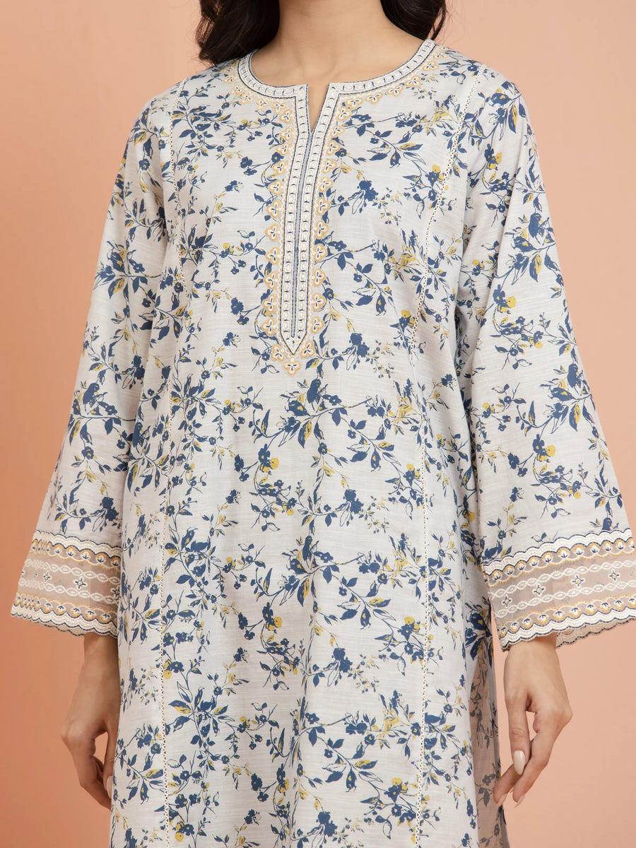 edenrobe Embroidered Khaddar Unstitched 3Pc Suit EWU24V11-30195