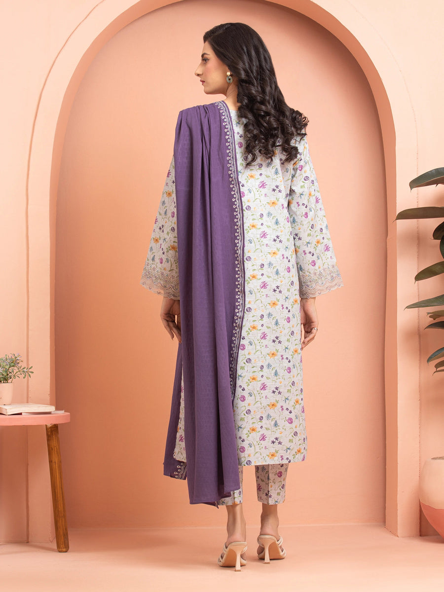 edenrobe Embroidered Khaddar Unstitched 3Pc Suit EWU24V11-30199