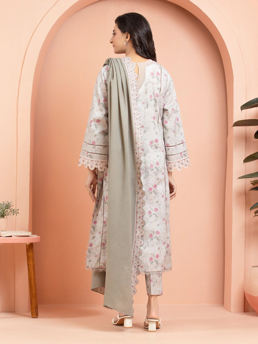 edenrobe Embroidered Khaddar Unstitched 3Pc Suit EWU24V11-30200