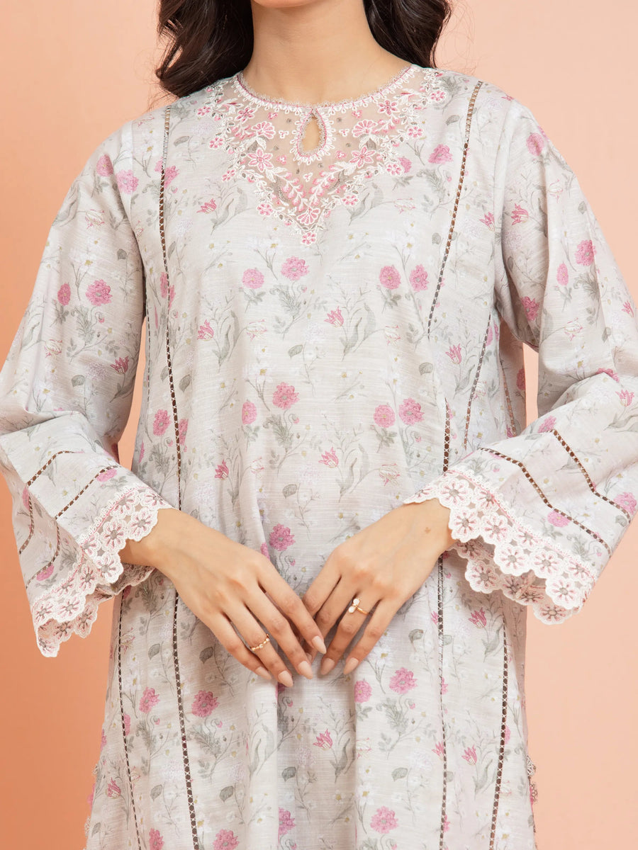 edenrobe Embroidered Khaddar Unstitched 3Pc Suit EWU24V11-30200