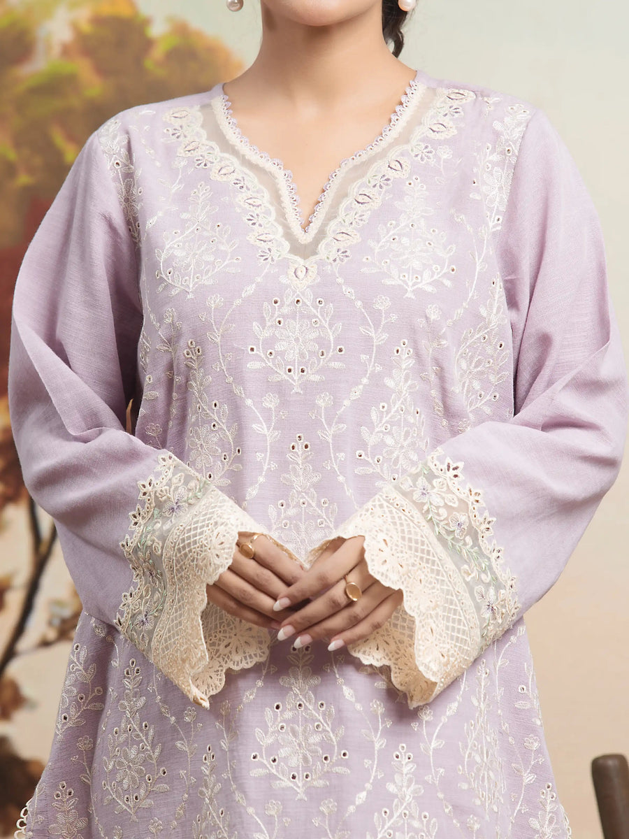 edenrobe Embroidered Khaddar Unstitched 3Pc Suit EWU24V11-30208