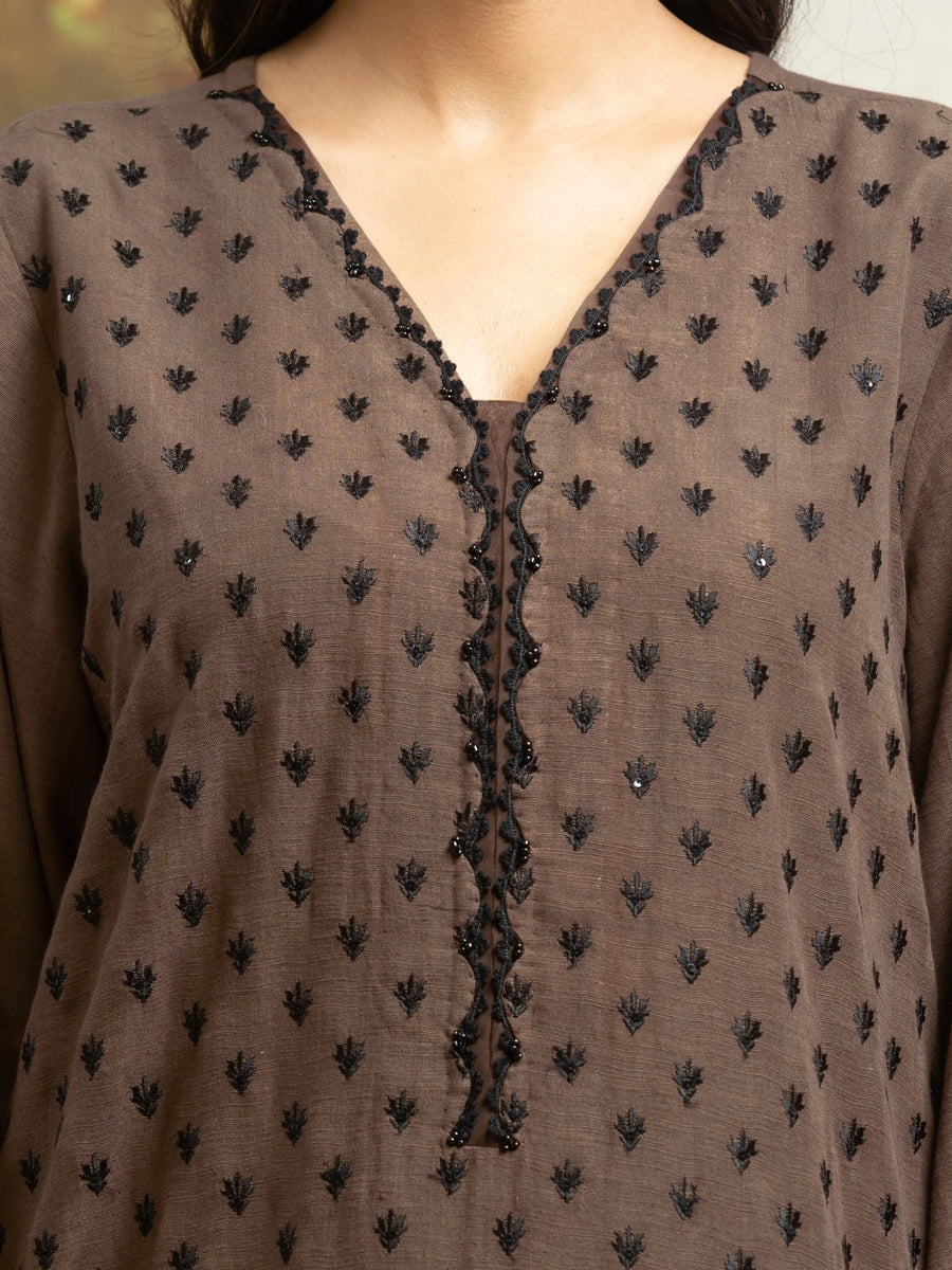 edenrobe Embroidered Khaddar Unstitched 3Pc Suit EWU24V11-30306