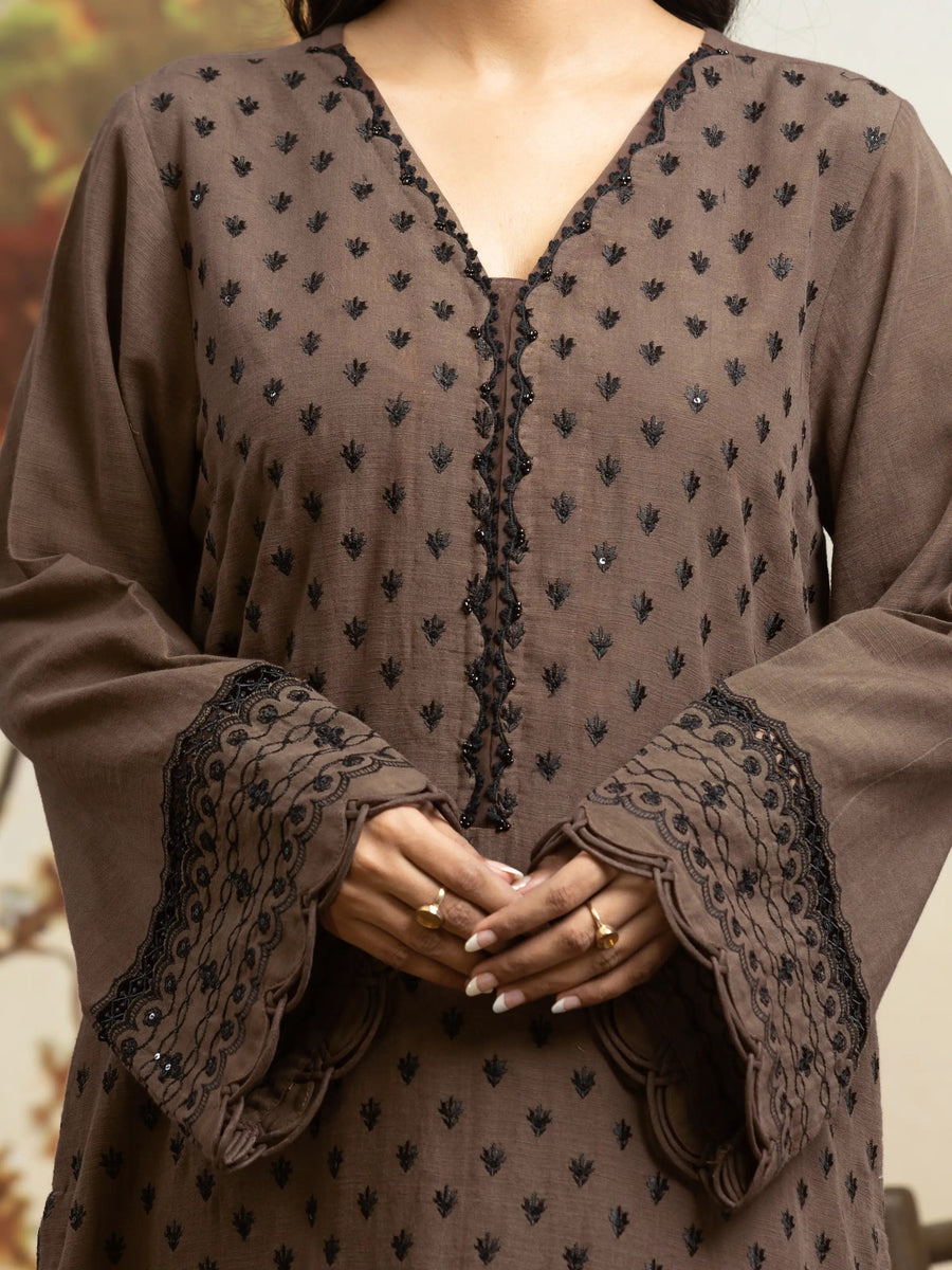 edenrobe Embroidered Khaddar Unstitched 3Pc Suit EWU24V11-30306
