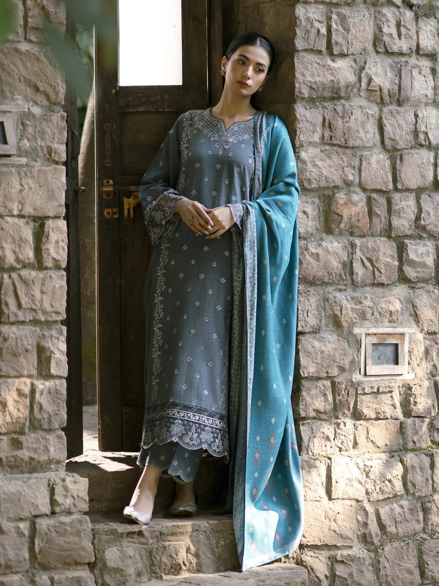 edenrobe Embroidered Marina Unstitched 3Pc Suit EWU24V14-30209