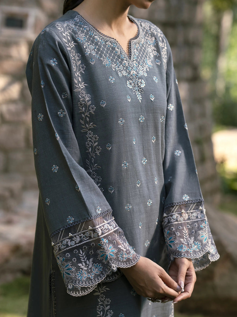 edenrobe Embroidered Marina Unstitched 3Pc Suit EWU24V14-30209