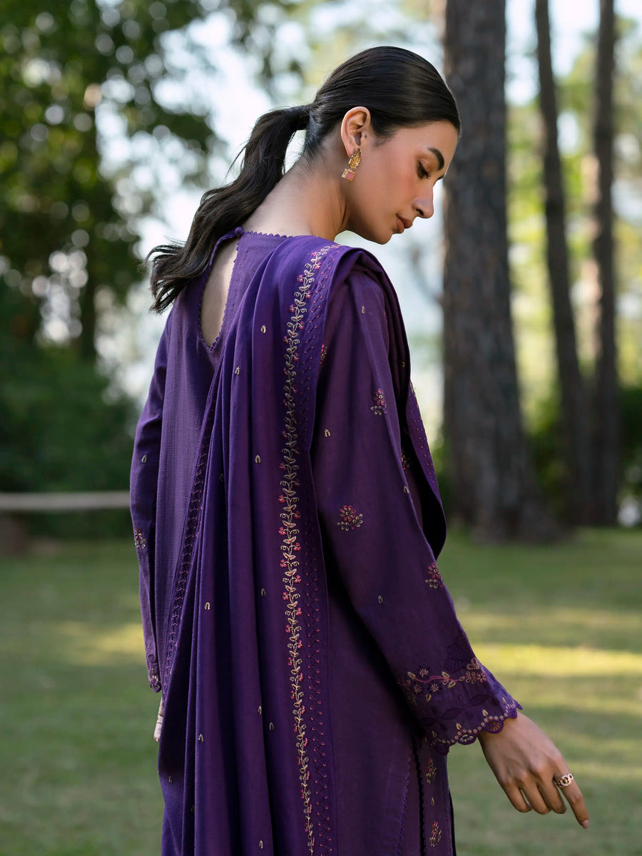 edenrobe Embroidered Marina Unstitched 3Pc Suit EWU24V14-30351