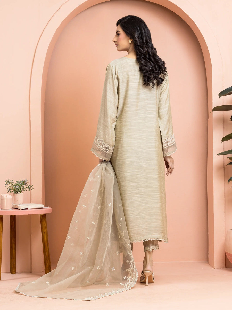 edenrobe Premium Festive Unstitched Raw Silk 3Pc Suit EWU24V16-30002