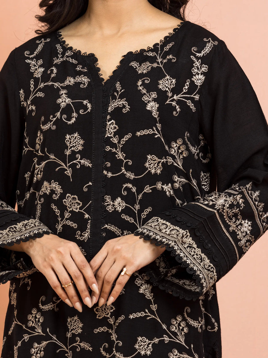 edenrobe Festive Embroidered Raw Silk Unstitched 3Pc Suit EWU24V16-30013