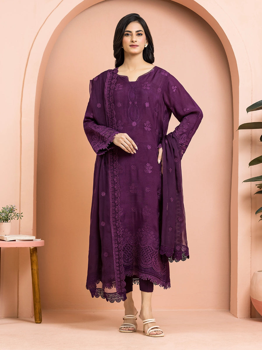 edenrobe Premium Festive Unstitched Raw Silk 3Pc Suit EWU24V16-30015