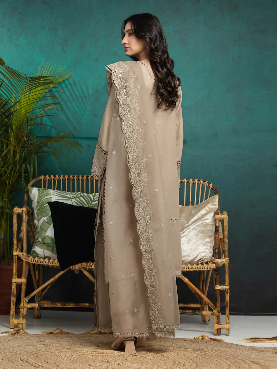 edenrobe Premium Festive Unstitched Raw Silk 3Pc Suit EWU24V16-30284