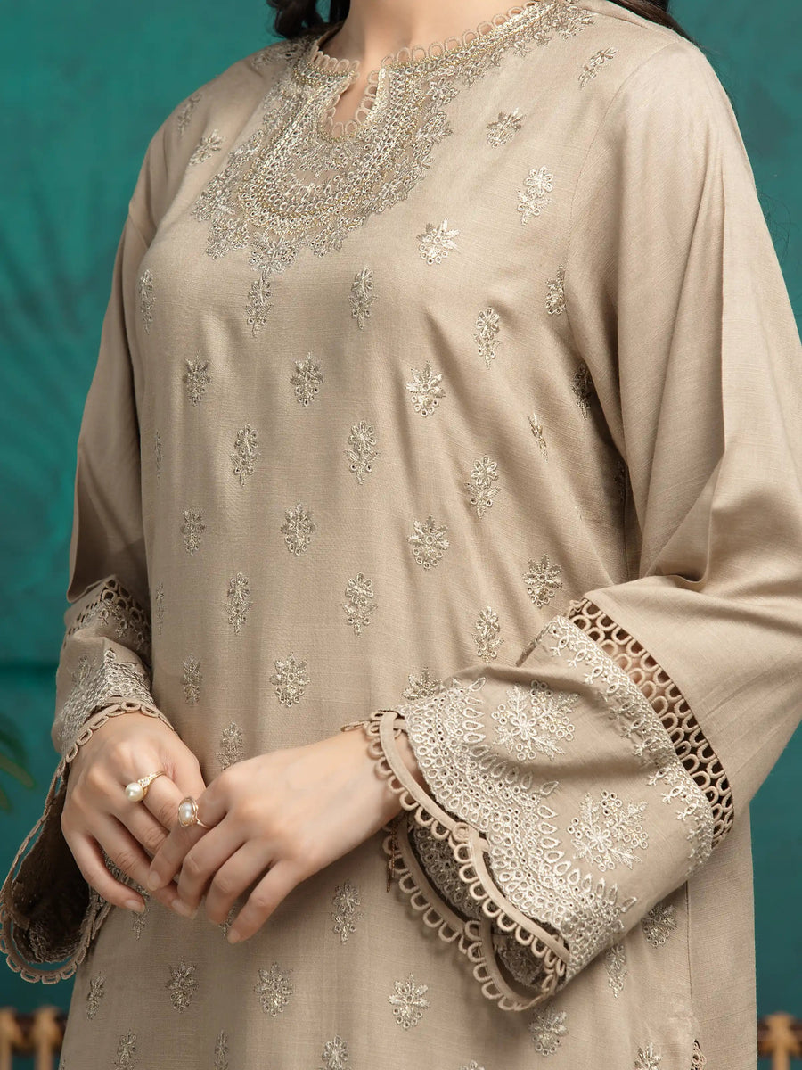 edenrobe Premium Festive Unstitched Raw Silk 3Pc Suit EWU24V16-30284