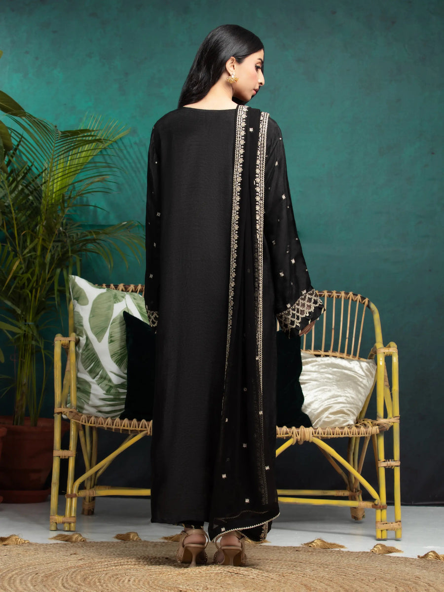 edenrobe Premium Festive Unstitched Raw Silk 3Pc Suit EWU24V16-30285