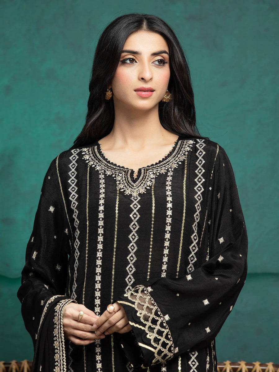 edenrobe Premium Festive Unstitched Raw Silk 3Pc Suit EWU24V16-30285