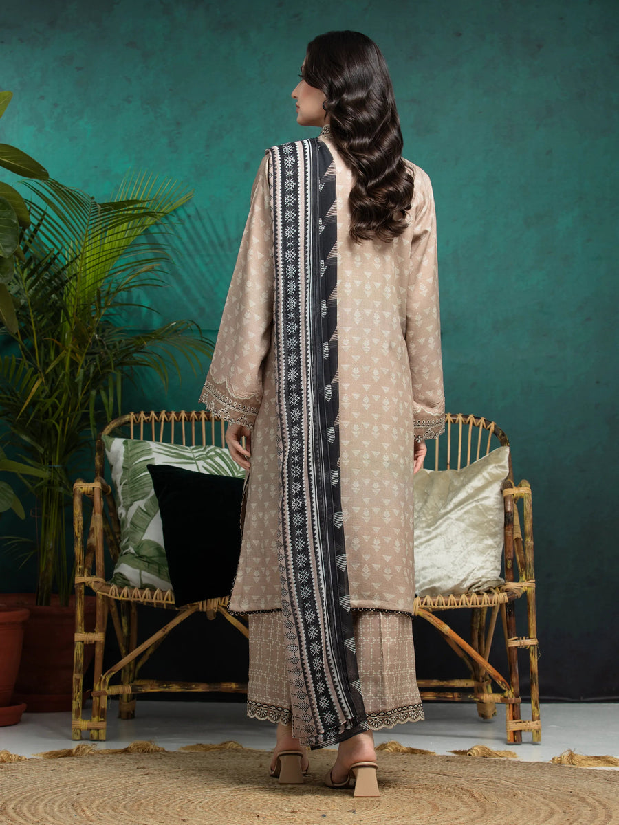 edenrobe Premium Festive Unstitched Raw Silk 3Pc Suit EWU24V16-30370