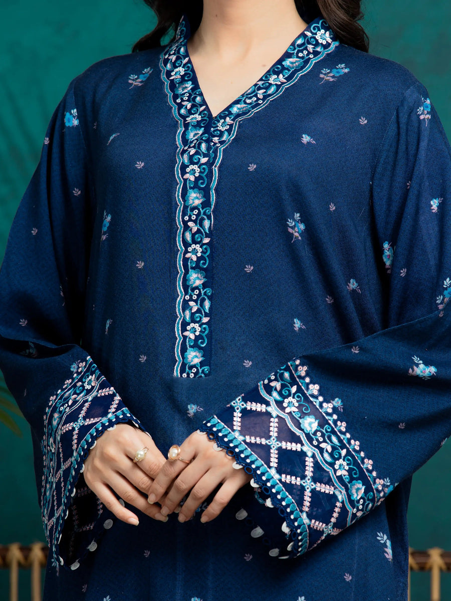 edenrobe Premium Festive Unstitched Raw Silk 3Pc Suit EWU24V16-30372