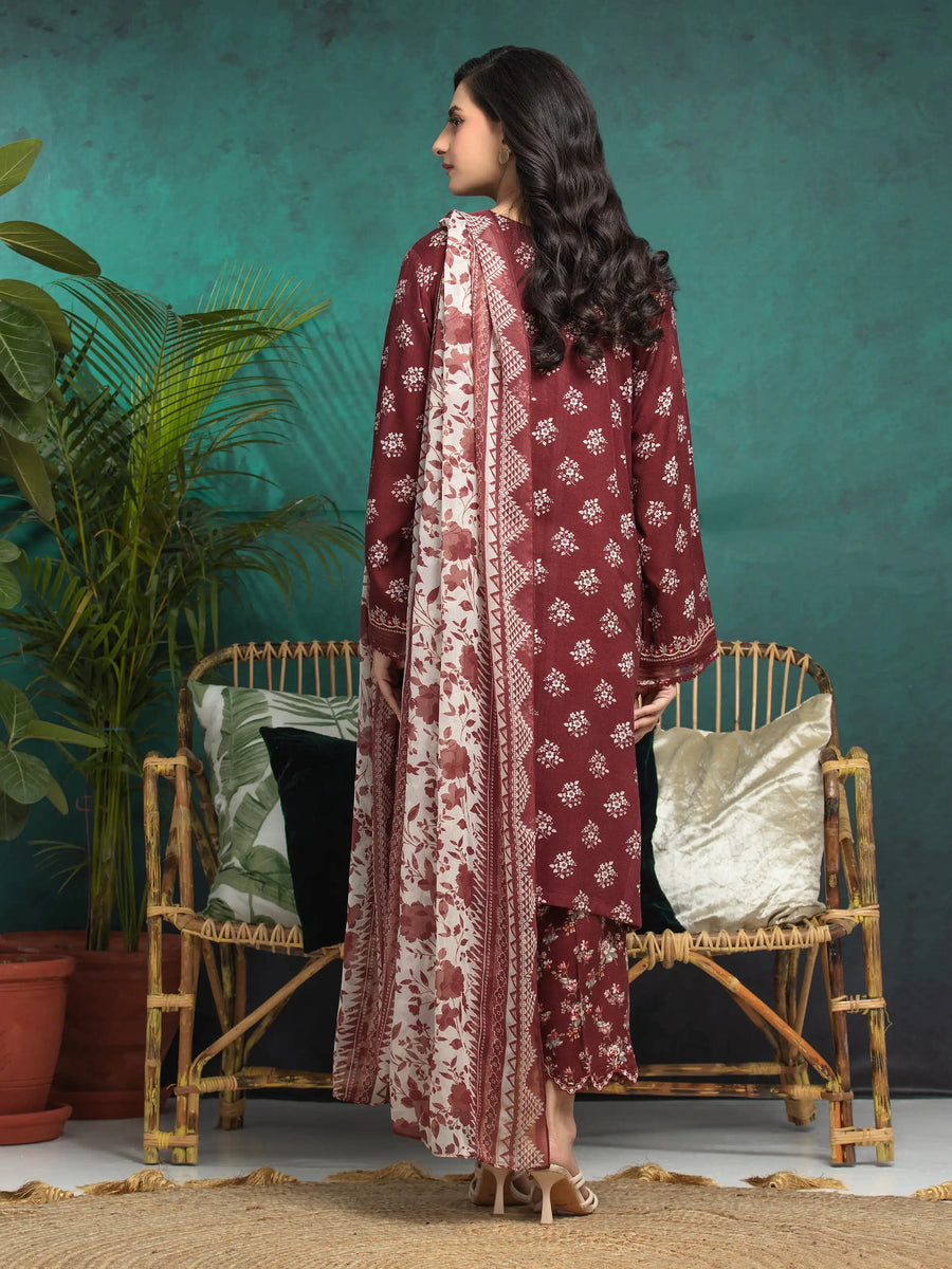 edenrobe Premium Festive Unstitched Raw Silk 3Pc Suit EWU24V16-30376