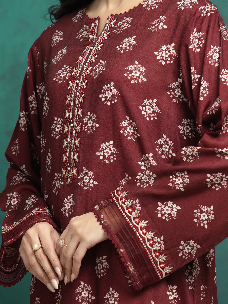 edenrobe Premium Festive Unstitched Raw Silk 3Pc Suit EWU24V16-30376