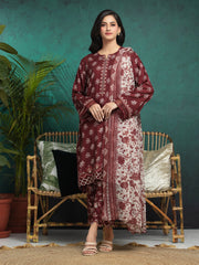 edenrobe Premium Festive Unstitched Raw Silk 3Pc Suit EWU24V16-30376