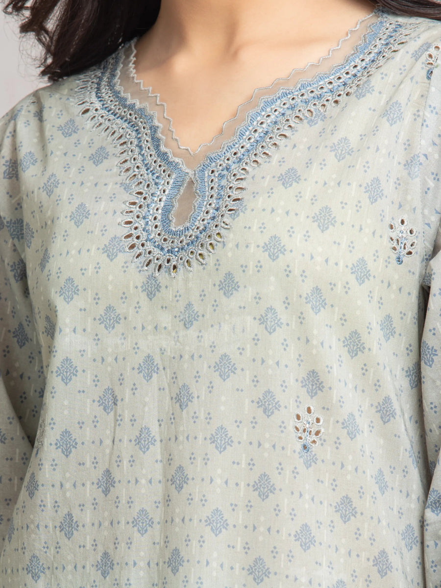 edenrobe Premium Embroidered Cambric Unstitched 3Pc Suit EWU24V2-30025