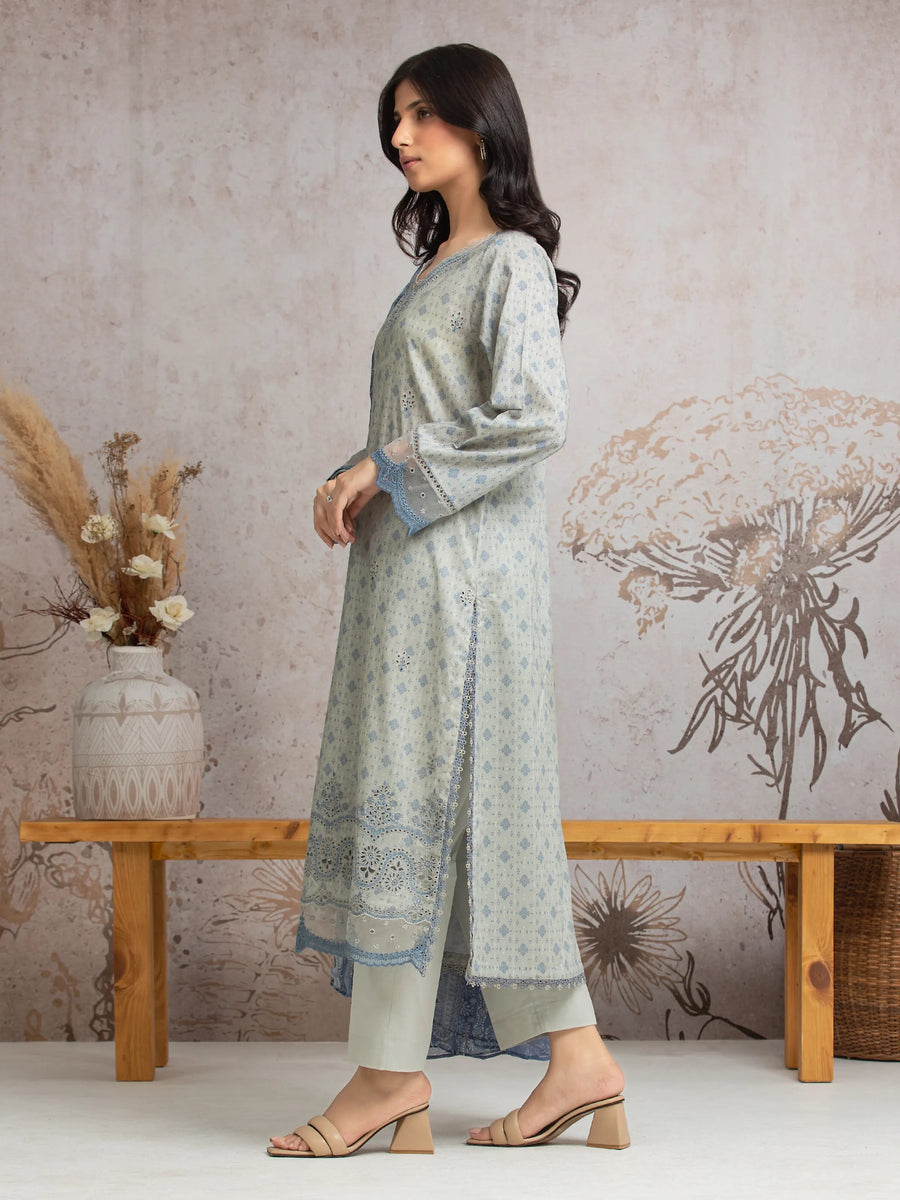 edenrobe Premium Embroidered Cambric Unstitched 3Pc Suit EWU24V2-30025