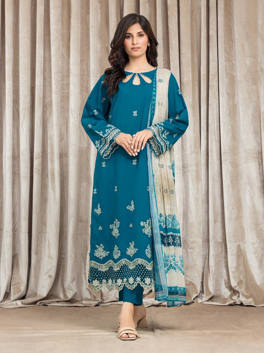 edenrobe Festive Embroidered Cambric Unstitched 3Pc Suit EWU24V2-30064