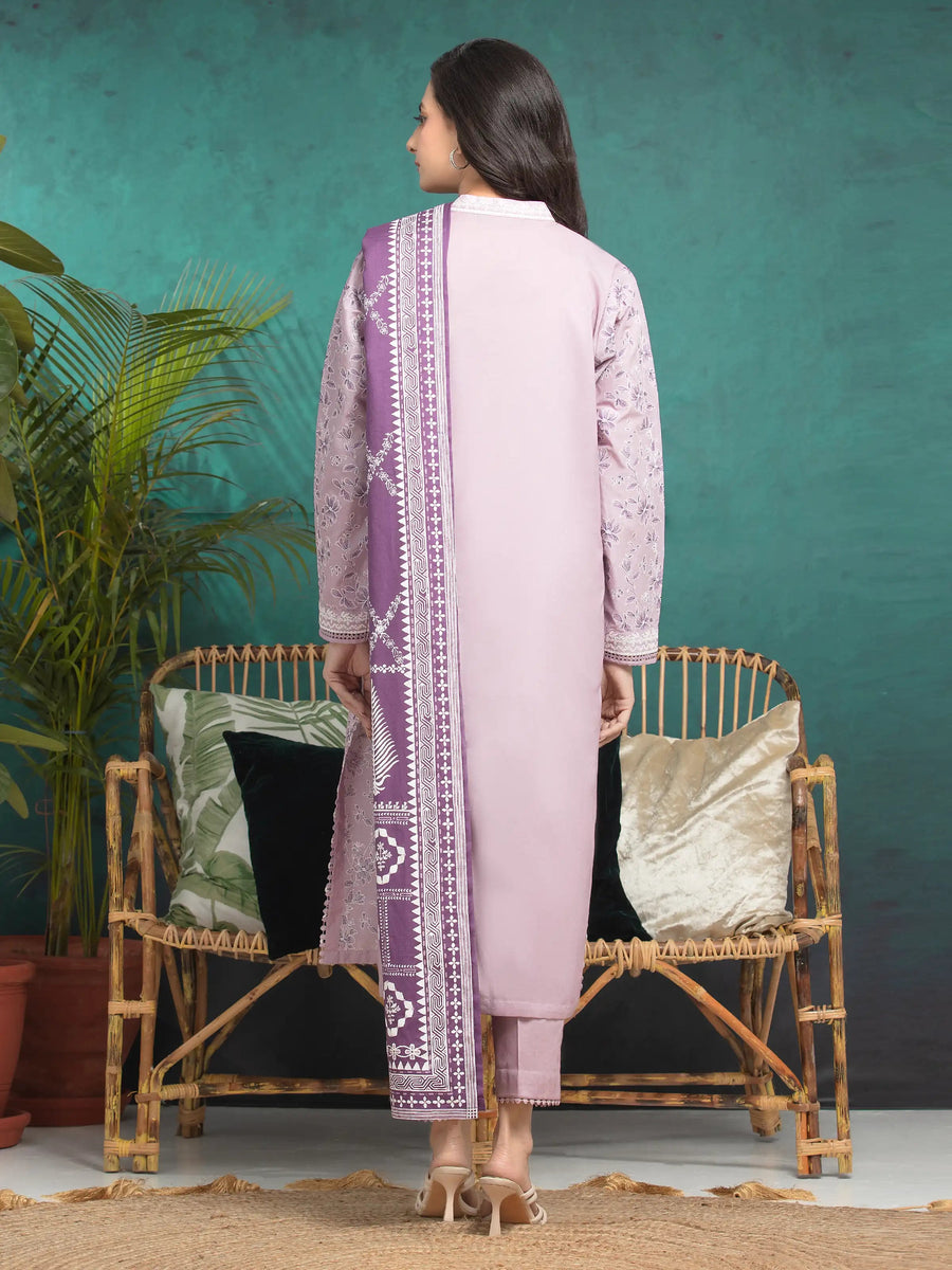 edenrobe Premium Embroidered Cambric Unstitched 3Pc Suit EWU24V2-31007