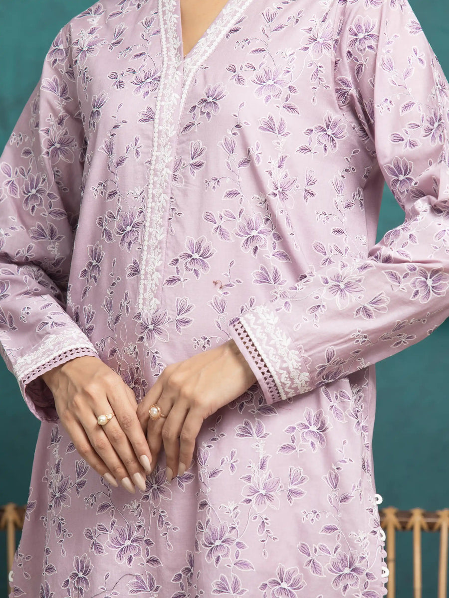 edenrobe Premium Embroidered Cambric Unstitched 3Pc Suit EWU24V2-31007