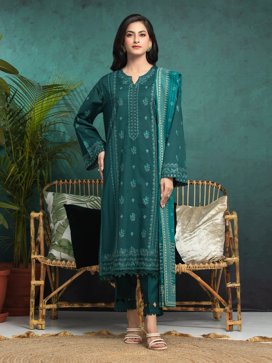 edenrobe Premium Festive Unstitched Cambric 3Pc Suit EWU24V2-31008