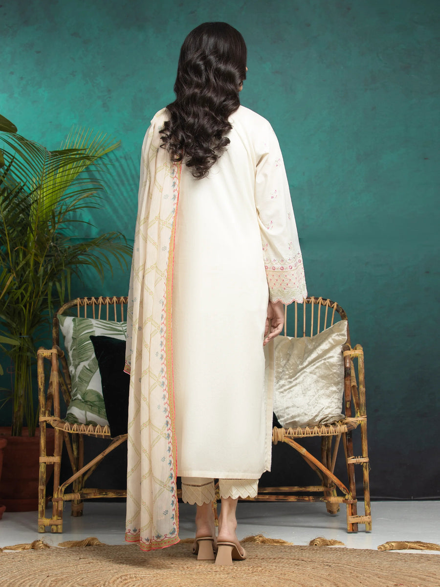 edenrobe Premium Festive Unstitched Cambric 3Pc Suit EWU24V2-31012