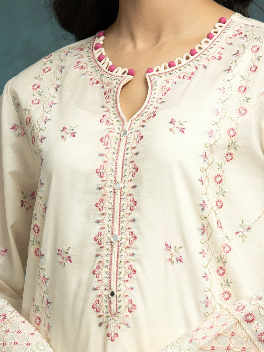 edenrobe Premium Festive Unstitched Cambric 3Pc Suit EWU24V2-31012