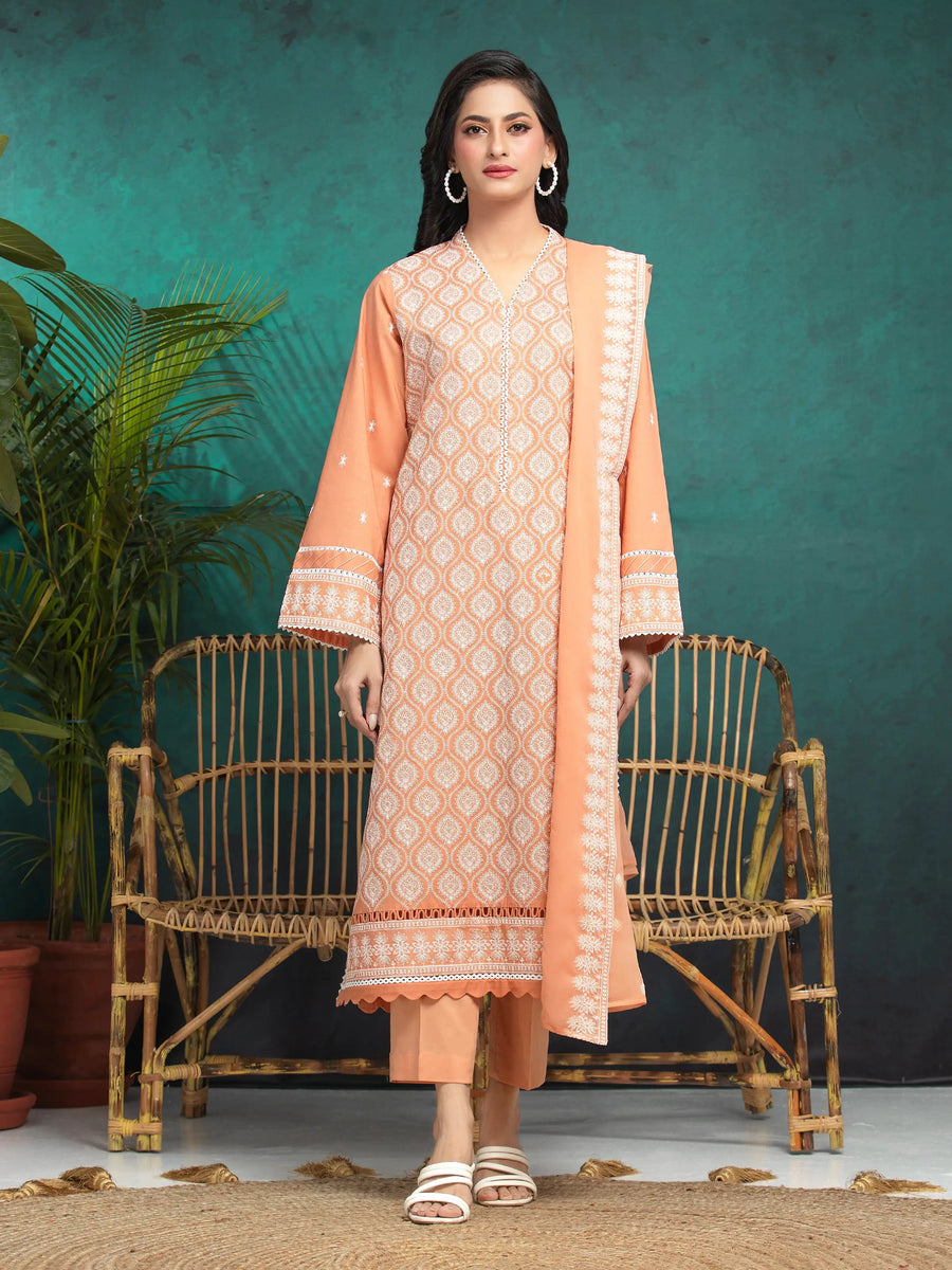 edenrobe Premium Festive Unstitched Cambric 3Pc Suit EWU24V2-31013