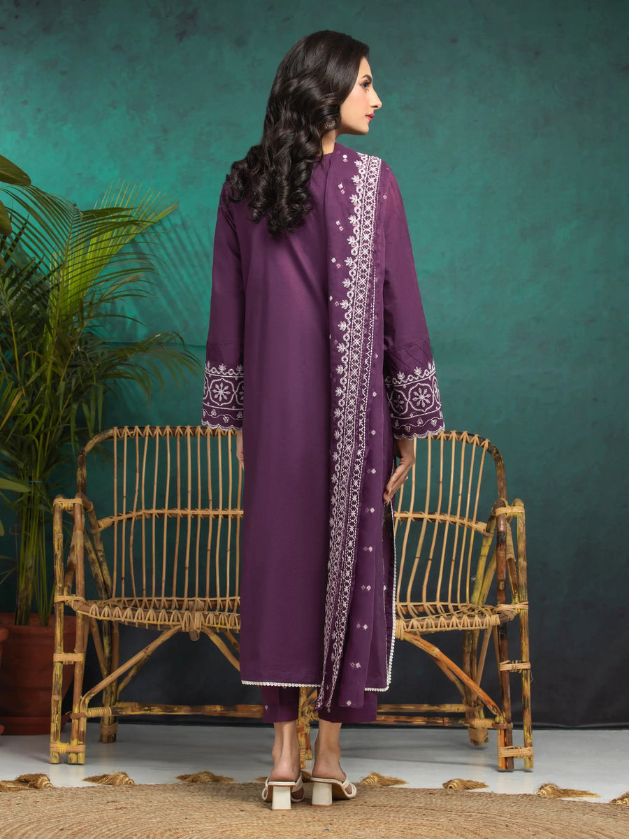 edenrobe Premium Festive Unstitched Cambric 3Pc Suit EWU24V2-31016
