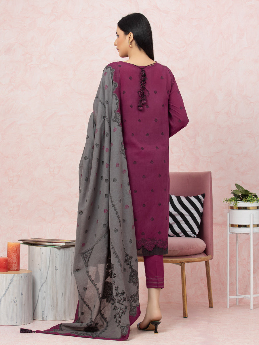 edenrobe Festive Embroidered Jacquard Unstitched 3Pc Suit EWU24V3-26620