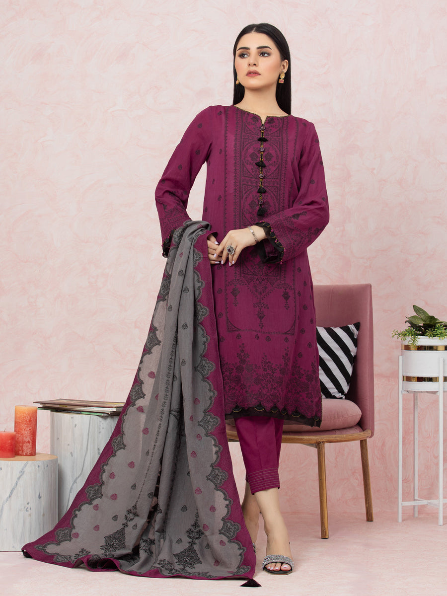 edenrobe Festive Embroidered Jacquard Unstitched 3Pc Suit EWU24V3-26620