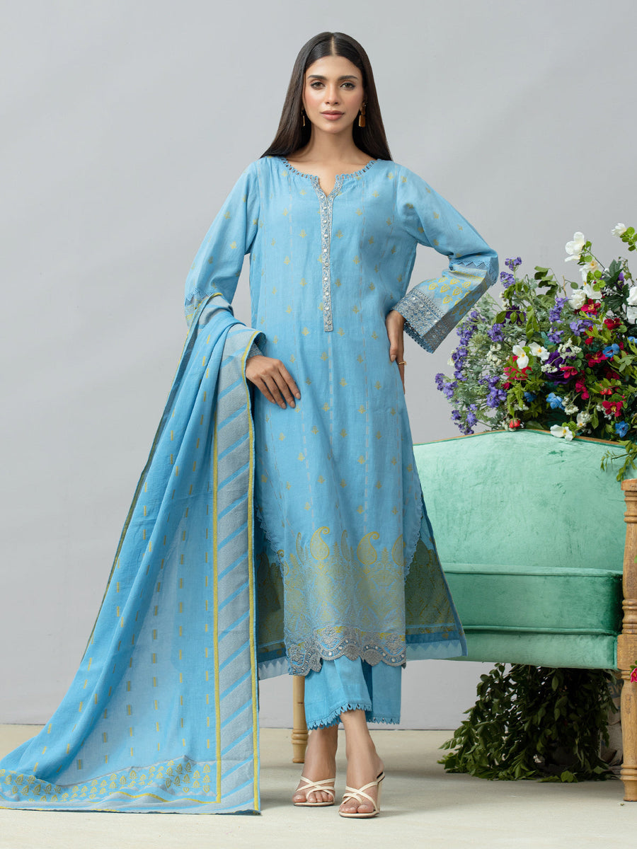 edenrobe Festive Embroidered Jacquard Unstitched 3Pc Suit EWU24V3-26731