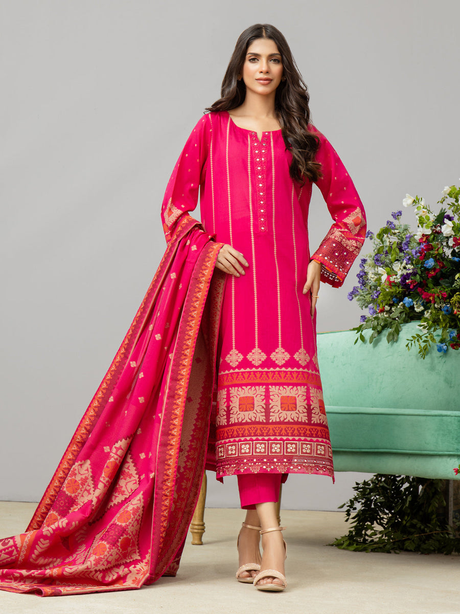 edenrobe Festive Embroidered Jacquard Unstitched 3Pc Suit EWU24V3-26752