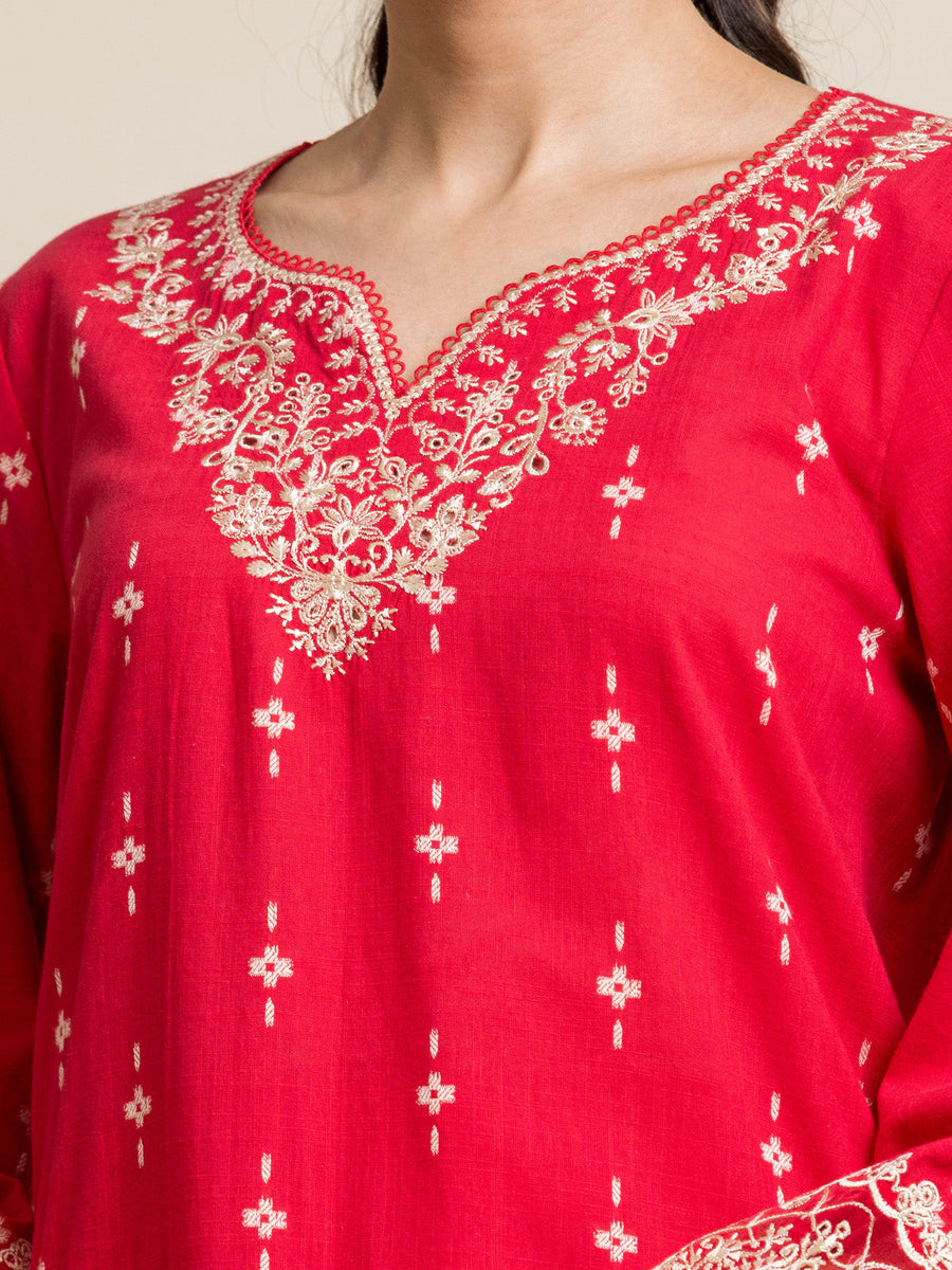 edenrobe Festive Embroidered Jacquard Unstitched 3Pc Suit EWU24V3-30052