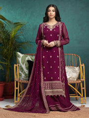 edenrobe Premium Festive Unstitched Chiffon 3Pc Suit EWU24V5-30321