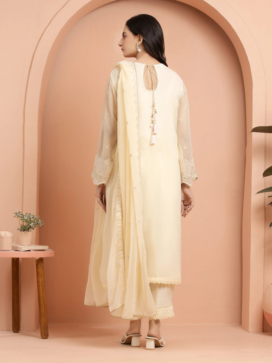 edenrobe Premium Festive Unstitched Chiffon 3Pc Suit EWU24V5-30323