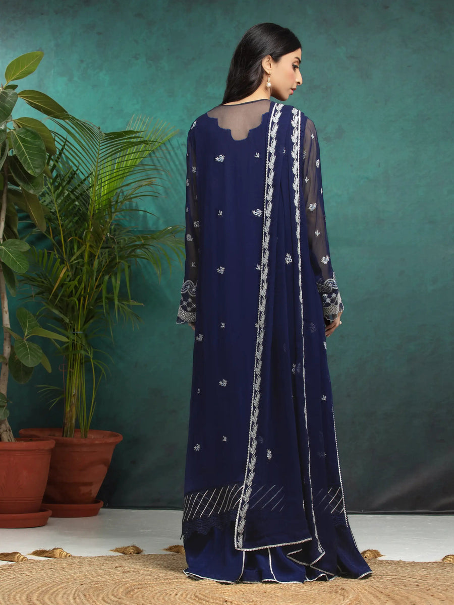 edenrobe Premium Festive Unstitched Chiffon 3Pc Suit EWU24V5-30324