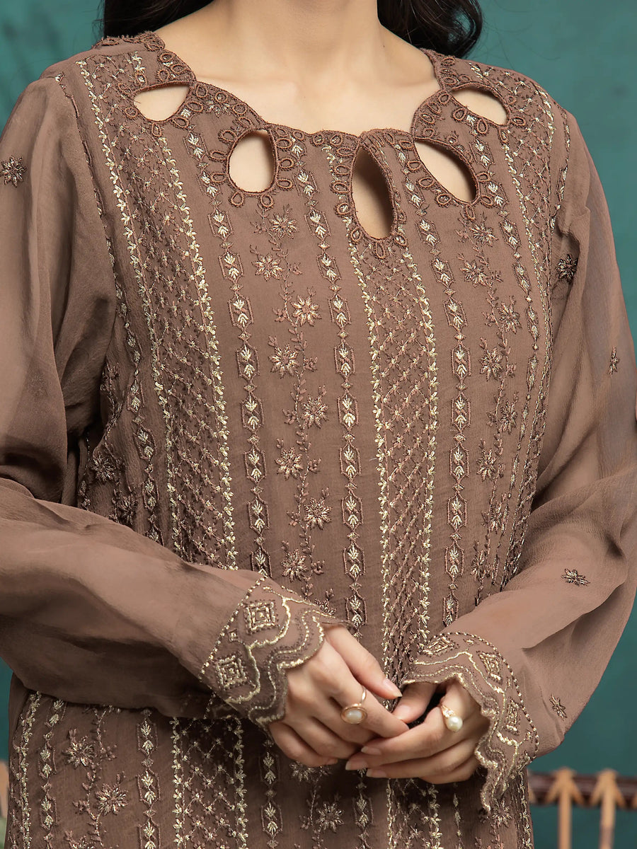 edenrobe Premium Festive Unstitched Chiffon 3Pc Suit EWU24V5-30325