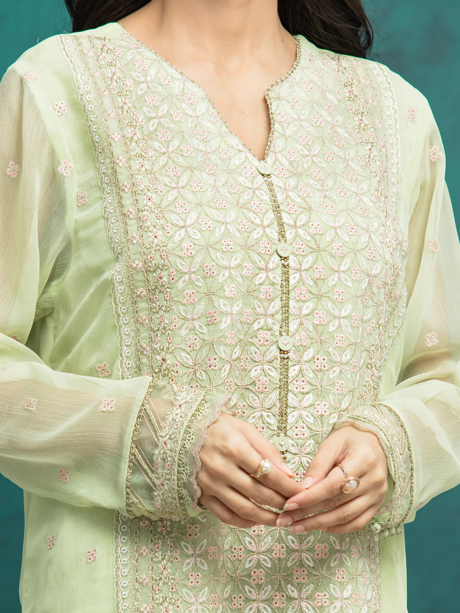 edenrobe Premium Festive Unstitched Chiffon 3Pc Suit EWU24V5-30327