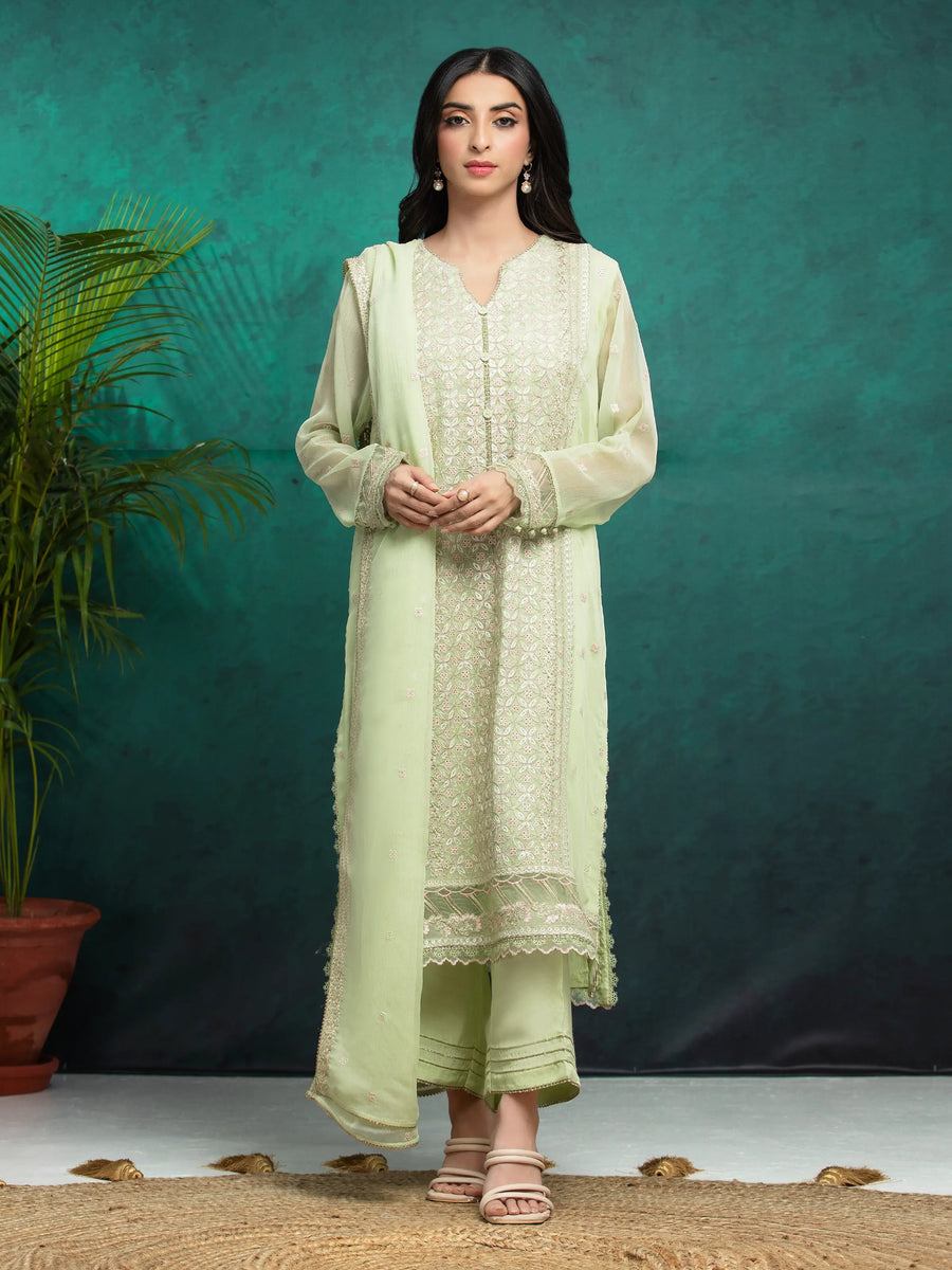 edenrobe Premium Festive Unstitched Chiffon 3Pc Suit EWU24V5-30327